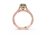 Rose gold Fancy Green Cushion  Diamond Solitaire with Pave Band and Six-Prong Setting_23