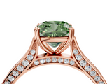 Rose gold Fancy Green Cushion  Diamond Solitaire with Pave Band and Six-Prong Setting_24