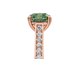 Rose gold Fancy Green Cushion  Diamond Solitaire with Pave Band and Six-Prong Setting_25