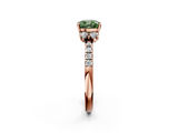 Rose gold Fancy Green Cushion  Diamond Three-Stone Pave Band with Four-Prong Setting_22