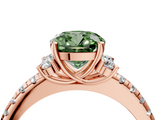 Rose gold Fancy Green Cushion  Diamond Three-Stone Pave Band with Four-Prong Setting_24