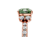 Rose gold Fancy Green Cushion  Diamond Three-Stone Pave Band with Four-Prong Setting_25