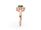 Rose gold Fancy Green Cushion  Halo Cluster Diamond Engagement Ring with Prong Setting and Polished Band_59