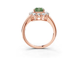 Rose gold Fancy Green Cushion  Halo Cluster Diamond Engagement Ring with Prong Setting and Polished Band_60
