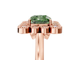 Rose gold Fancy Green Cushion  Halo Diamond Cluster Engagement Ring with Milgrain Bezel Setting and Solitaire Band_80