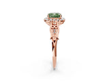 Rose gold Fancy Green Cushion  Halo Diamond Engagement Ring with Filigree Band and Four-Prong Setting_83