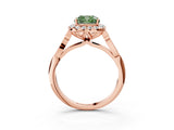 Rose gold Fancy Green Cushion  Halo Diamond Engagement Ring with Filigree Band and Four-Prong Setting_84