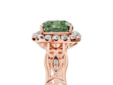 Rose gold Fancy Green Cushion  Halo Diamond Engagement Ring with Filigree Band and Four-Prong Setting_86