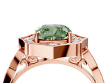 Rose gold Fancy Green Cushion  Halo Diamond Engagement Ring with Milgrain Band and Four-Prong Setting_58