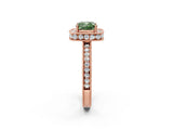 Rose gold Fancy Green Cushion  Halo Diamond Engagement Ring with Milgrain Pave Band and Four-Prong Setting_89