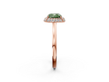 Rose gold Fancy Green Cushion  Halo Diamond Engagement Ring with Solitaire Band and Four-Prong Setting_22