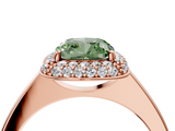 Rose gold Fancy Green Cushion  Halo Diamond Engagement Ring with Solitaire Band and Four-Prong Setting_24