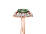 Rose gold Fancy Green Cushion  Halo Diamond Engagement Ring with Solitaire Band and Four-Prong Setting_25