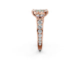 Rose gold Fancy Green Cushion  Halo Diamond Engagement Ring with Split Shank and Four-Prong Setting 2