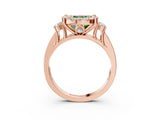 Rose gold Fancy Green Cushion  Halo Diamond Engagement Ring with Split Shank and Four-Prong Setting 3