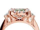 Rose gold Fancy Green Cushion  Halo Diamond Engagement Ring with Split Shank and Four-Prong Setting 4
