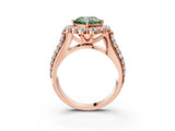 Rose gold Fancy Green Cushion  Halo Diamond Engagement Ring with Split Shank and Prong Setting_68