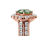 Rose gold Fancy Green Cushion  Halo Diamond Engagement Ring with Split Shank and Prong Setting_70
