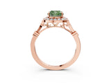 Rose gold Fancy Green Cushion  Halo Diamond Engagement Ring with Twisted Band and Four-Prong Setting 3