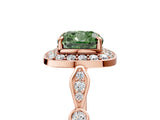 Rose gold Fancy Green Cushion  Halo Diamond Engagement Ring with Twisted Band and Four-Prong Setting 5