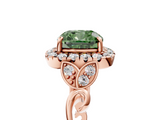 Rose gold Fancy Green Cushion  Halo Diamond Engagement Ring with Vintage-Inspired Band and Four-Prong Setting_8