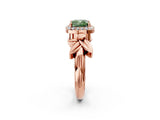 Rose gold Fancy Green Cushion  Halo Diamond Floral Band with Four-Prong Setting_57