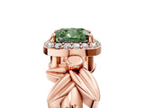 Rose gold Fancy Green Cushion  Halo Diamond Floral Band with Four-Prong Setting_60