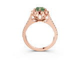 Rose gold Fancy Green Cushion  Halo Diamond Floral Split Shank Engagement Ring 4