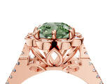 Rose gold Fancy Green Cushion  Halo Diamond Floral Split Shank Engagement Ring 5