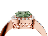 Rose gold Fancy Green Cushion  Halo Diamond Pavé Band Ring with Prong Setting_24