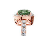 Rose gold Fancy Green Cushion  Halo Diamond Pavé Band Ring with Prong Setting_25