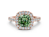 Rose gold Fancy Green Cushion  Halo Diamond Pavé Solitaire Ring_39