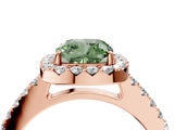 Rose gold Fancy Green Cushion  Halo Diamond Pavé Solitaire Ring_43