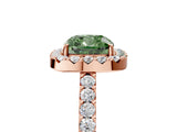 Rose gold Fancy Green Cushion  Halo Diamond Pavé Solitaire Ring_44