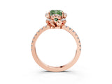 Rose gold Fancy Green Cushion  Halo Diamond Pave Band Ring with Four-Prong Setting_18