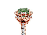 Rose gold Fancy Green Cushion  Halo Diamond Pave Band Ring with Four-Prong Setting_20