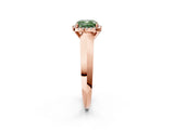Rose gold Fancy Green Cushion  Halo Diamond Ring with Cathedral Band and Four-Prong Setting_75