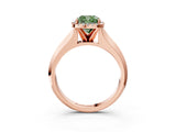 Rose gold Fancy Green Cushion  Halo Diamond Ring with Cathedral Band and Four-Prong Setting_76