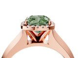 Rose gold Fancy Green Cushion  Halo Diamond Ring with Cathedral Band and Four-Prong Setting_77