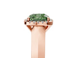 Rose gold Fancy Green Cushion  Halo Diamond Ring with Cathedral Band and Four-Prong Setting_78