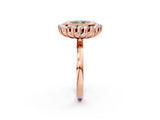 Rose gold Fancy Green Cushion  Halo Diamond Ring with Milgrain Edge and Round Prong Setting_44