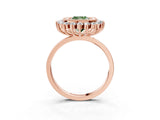 Rose gold Fancy Green Cushion  Halo Diamond Ring with Milgrain Edge and Round Prong Setting_45