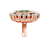 Rose gold Fancy Green Cushion  Halo Diamond Ring with Milgrain Edge and Round Prong Setting_47