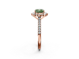 Rose gold Fancy Green Cushion  Halo Diamond Ring with Pavé Band and Prong Setting_39