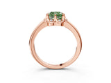 Rose gold Fancy Green Cushion  Halo Diamond Ring with Round Cluster Setting, Solitaire Band, and Four-Prong Setting_81