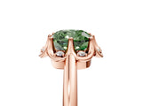 Rose gold Fancy Green Cushion  Halo Diamond Ring with Round Cluster Setting, Solitaire Band, and Four-Prong Setting_83