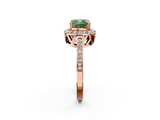 Rose gold Fancy Green Cushion  Halo Diamond Ring with Split Shank and Four-Prong Setting_47