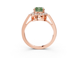 Rose gold Fancy Green Cushion  Halo Diamond Ring with Split Shank and Four-Prong Setting_48