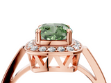 Rose gold Fancy Green Cushion  Halo Diamond Ring with Split Shank and Four-Prong Setting_49