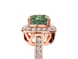 Rose gold Fancy Green Cushion  Halo Diamond Ring with Split Shank and Four-Prong Setting_50